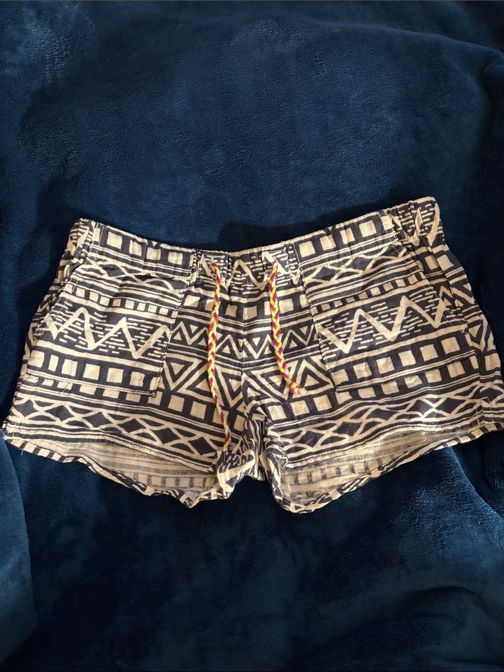 Vanilla Star Navy & Cream Tribal Drawstring Shorts
